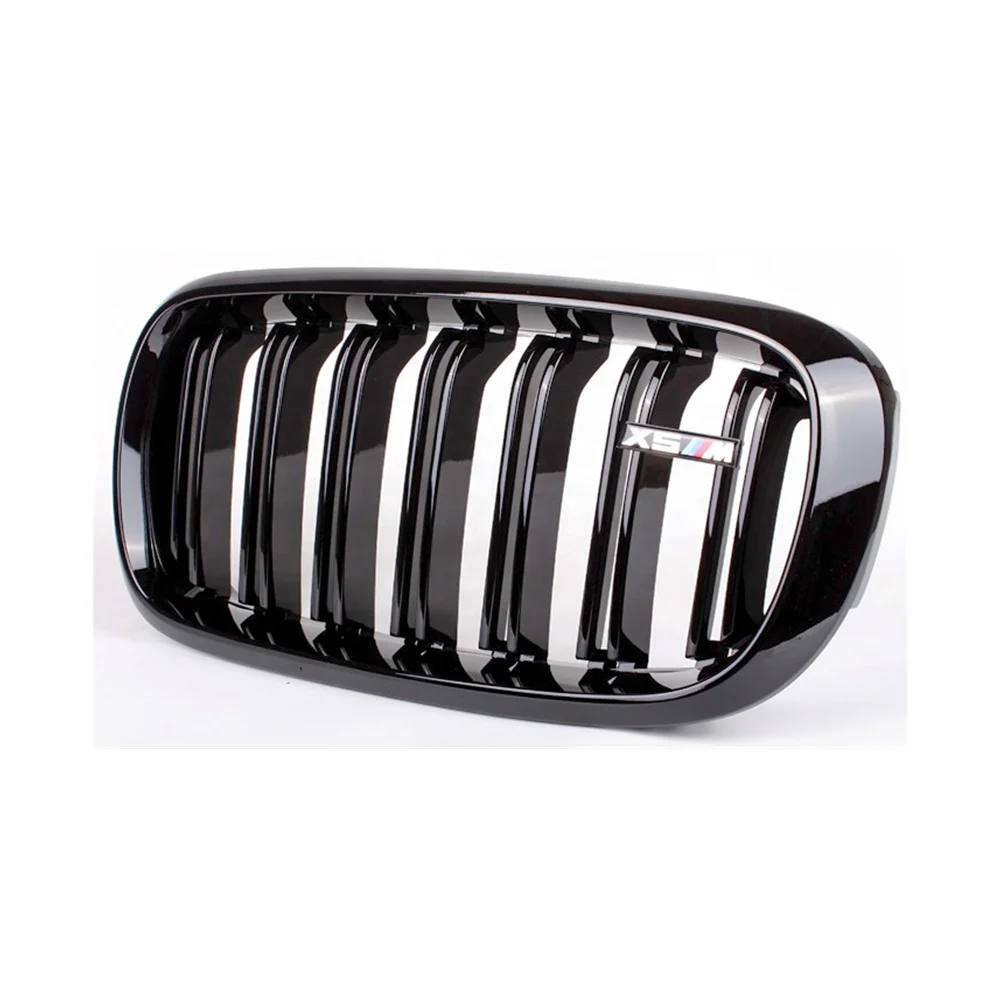 For  front grill high quality double slat line glossy black kindly center mesh grill for   X5 F15  F16 2014-IN