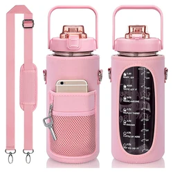 Halbe Gallone Wasser flasche Fall Hülle Sport isolierung Wasser flasche deckt Beutel mit Riemen Handy halter Flaschen tasche