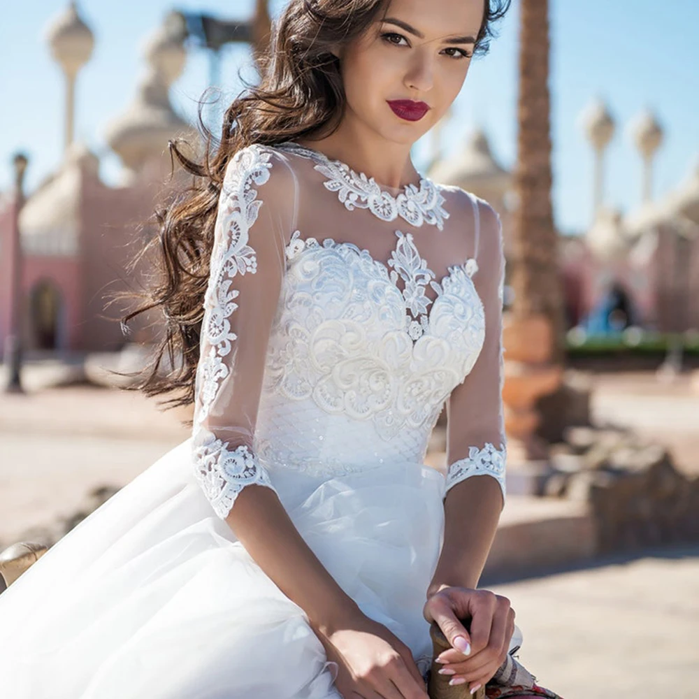 Aviana-Vestido De Novia De línea a con apliques De encaje, Vestido De Novia elegante con botones en la espalda, 2023