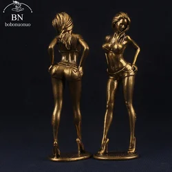 HIGH 10.5cm Solid Copper Beautiful Woman Ornament Sexy Bikini Beauty Figurine Girl Model Collectible Statue Gifts Man Brothers