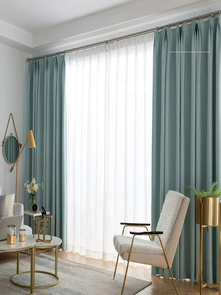 NH5002Nordic simple bedroom living room bay window curtain blackout