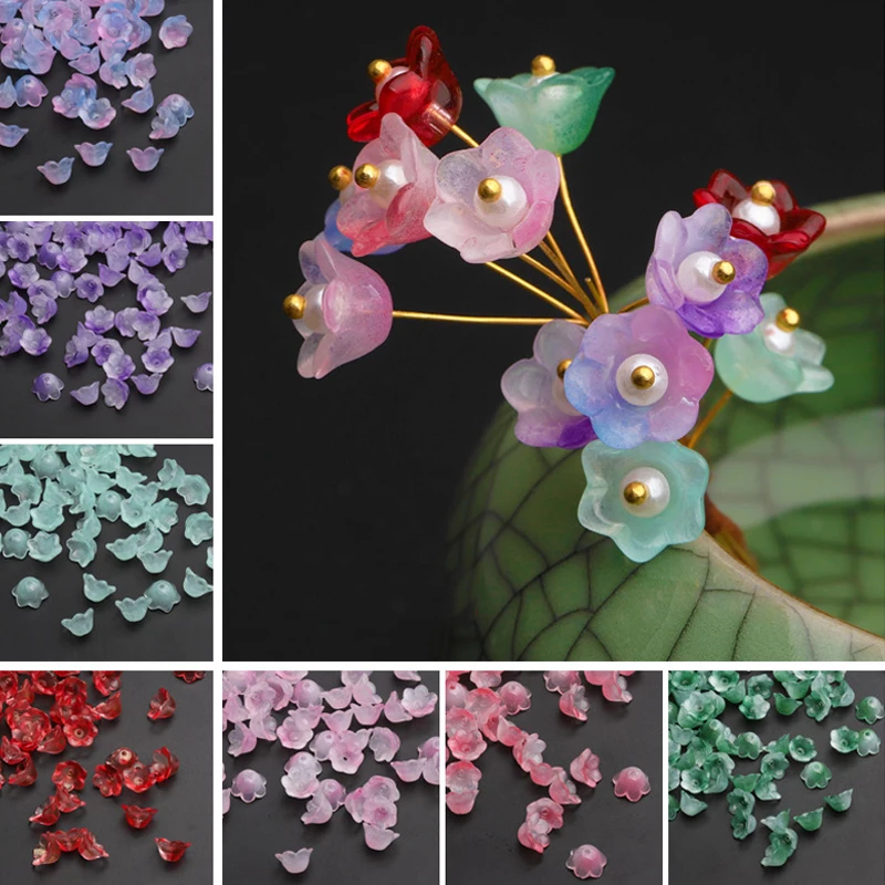 10-50pcs 12mm Colorful Flower Lampwork Beads Trumpet Flower Glass Beads For Jewelry Making Hairpin Handmade DIY Accessories