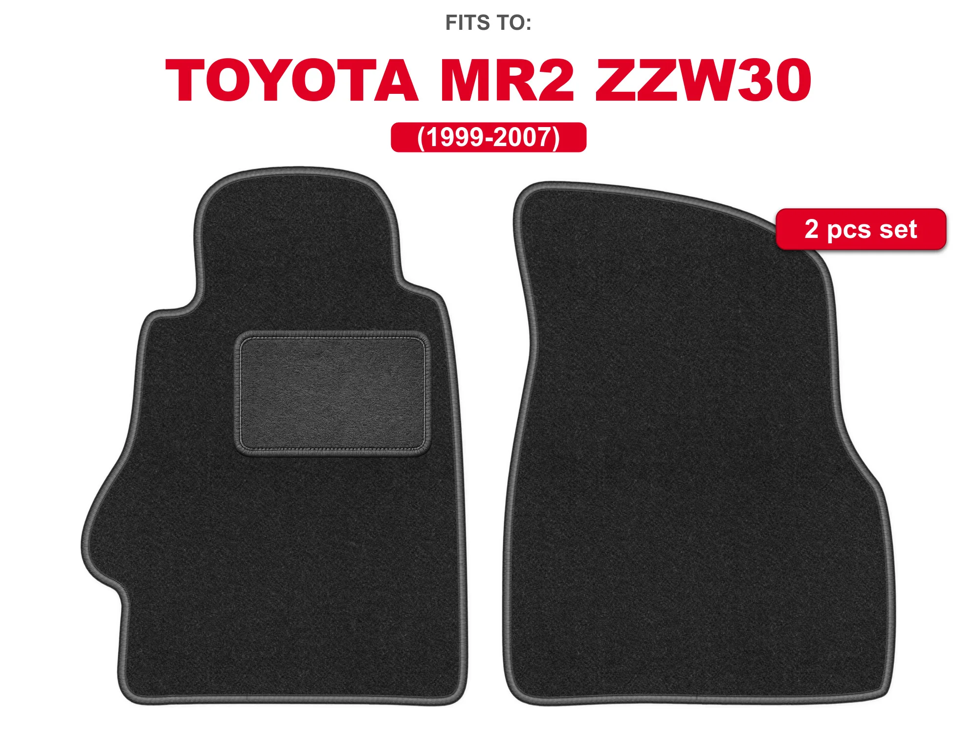 Auto velour matten voor: Toyota MR2 ZZW30 1999-2007 Coupe grafietkleurige automattenset