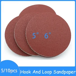 5/10PCS 5'' 6'' Hook And Loop Sandpaper Disc 125mm 150mm Sandpaper Sander Pad 80 100 120~1000 GritAngle Grinder Sanding Blades
