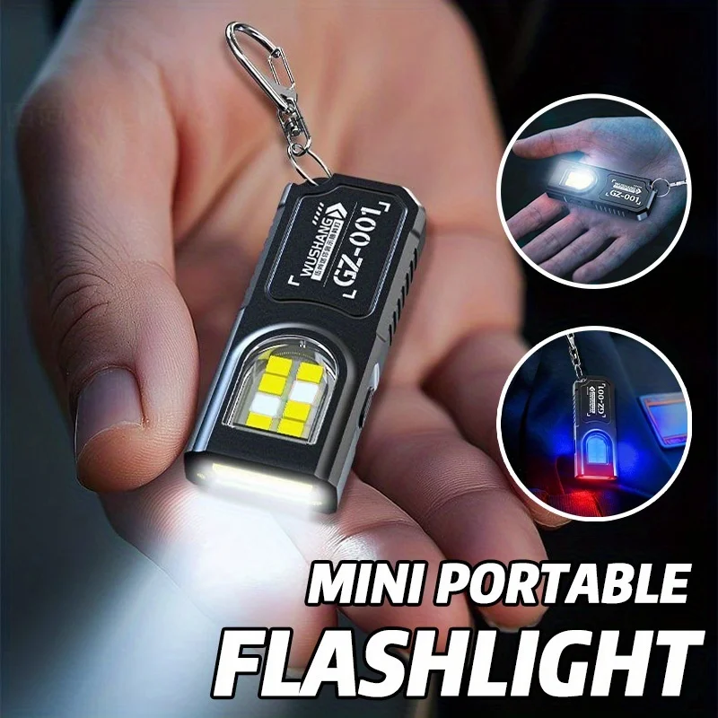 LED Keychain Flashlight Type C Rechargeable 550LM Portable Mini Torch Pocket Lantern Flood Work Light With Magnet For Emergency
