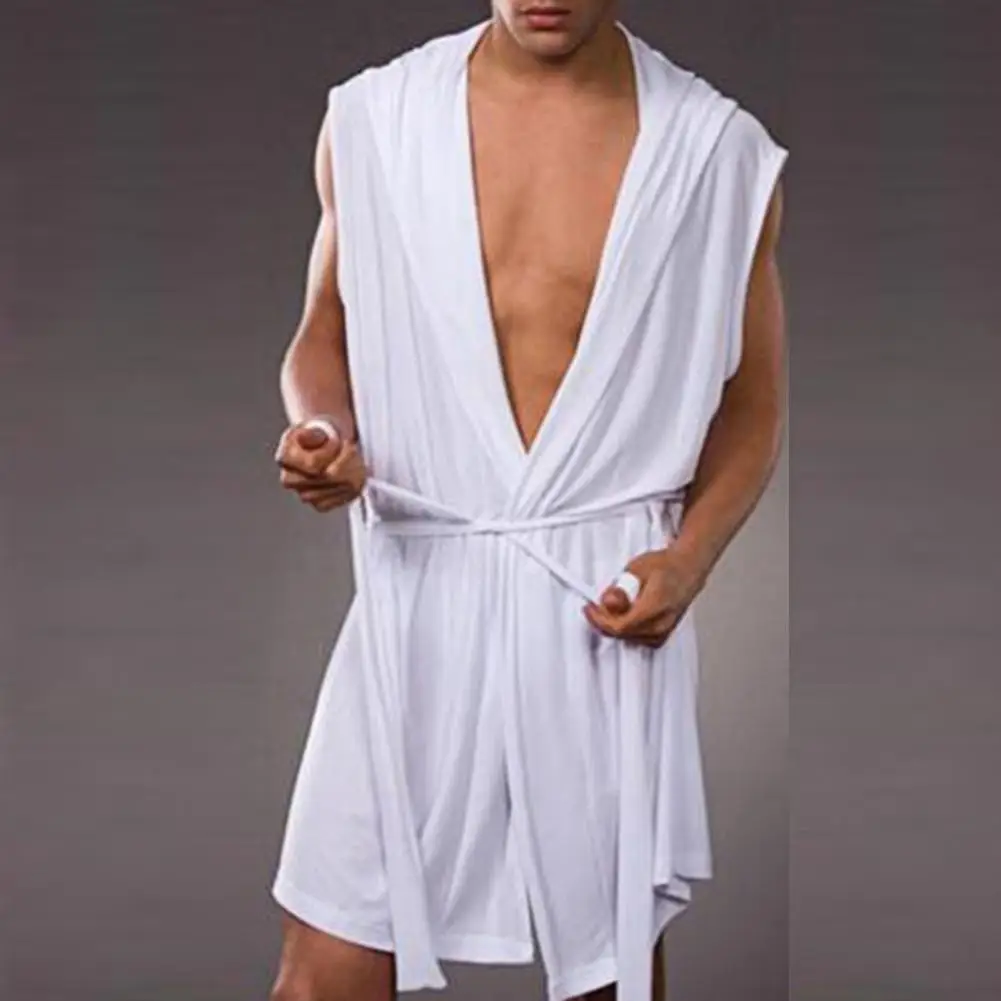 

Wear Bath Robe Thin Bathrobe Men Male Sleepwear Cloth Men Pajamas With Hood Silk Gown Smooth Youth Male Underpants