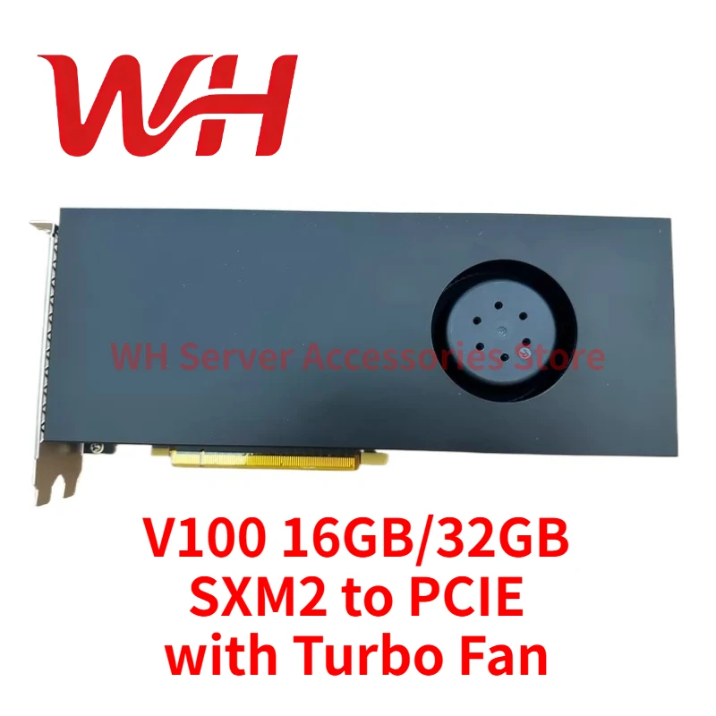 for NVIDIA Tesla V100 16GB 32GB SXM2 to PCIE GPU Graphics Card with Turbo Fan Adapter for AI Inference Deep Learning