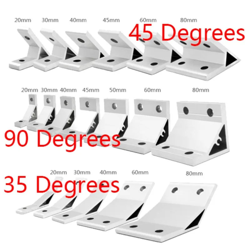 2pcs 45 Degree 90 Degrees 135 Degrees 20mm 30mm 40mm 45mm 50mm Corner Angle Bracket Corner Connection Joint for Aluminum Profile