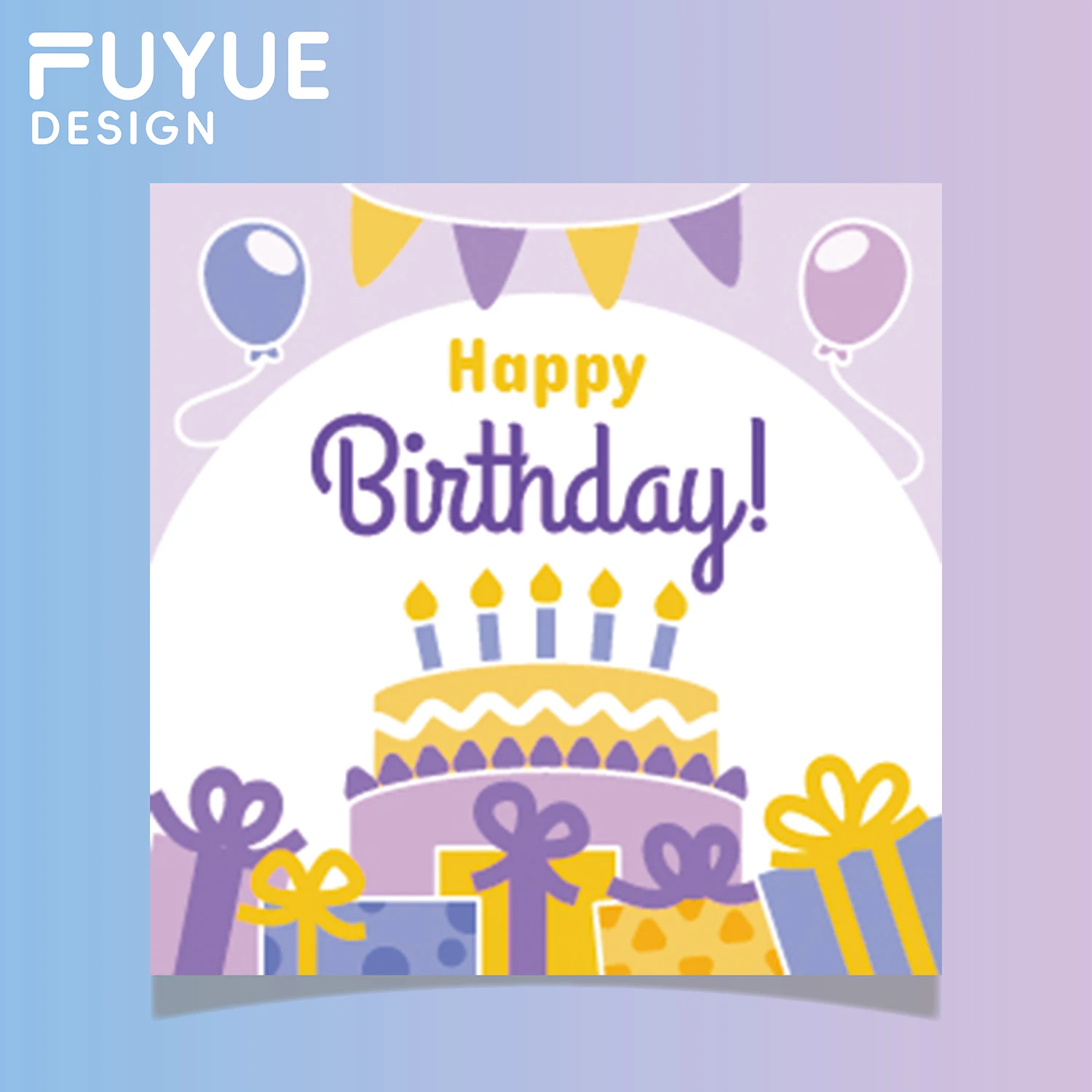 FUYUE 50*50mm Mini Happy birthday Decor Cards Thank You Cards for Gift Box Package Holiday Cards Bakery Flower Shop Small