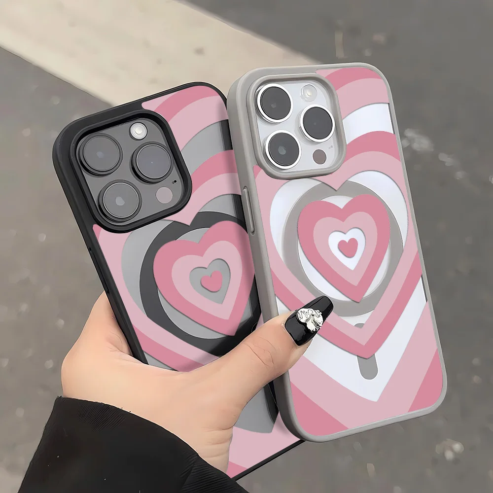 الوردي الحب القلب ل Magsafe جراب هاتف آيفون 16 آيفون 17 13 15 11 12 14 برو ماكس ماتي واضح الاكريليك غطاء مقاوم للصدمات #4