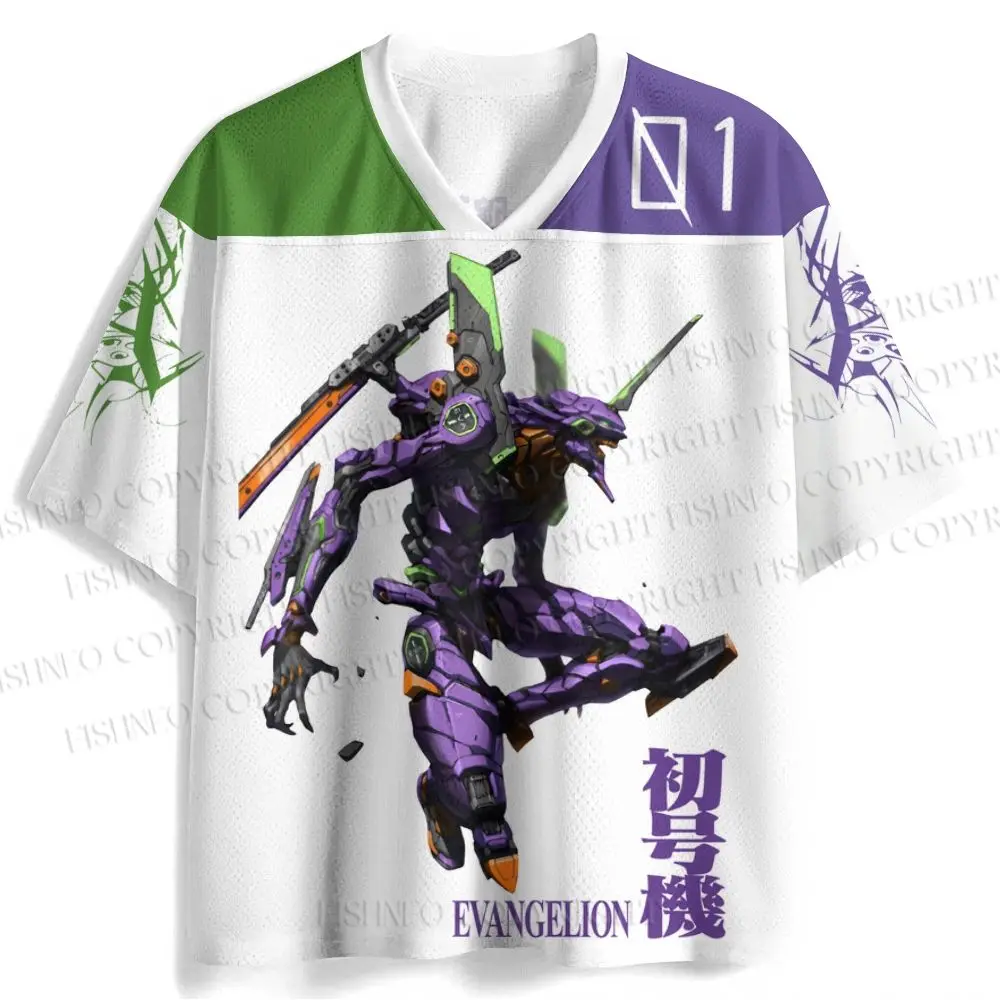 Jersey de Shinji Ikari con Gráfico de Panel de Manga # Camiseta de Manga Corta con Estampado de Neon Genesis Evangelion, Estilo Anime Mecha, Informal, Urbana, para Fanáticos, 01 Unidad-01