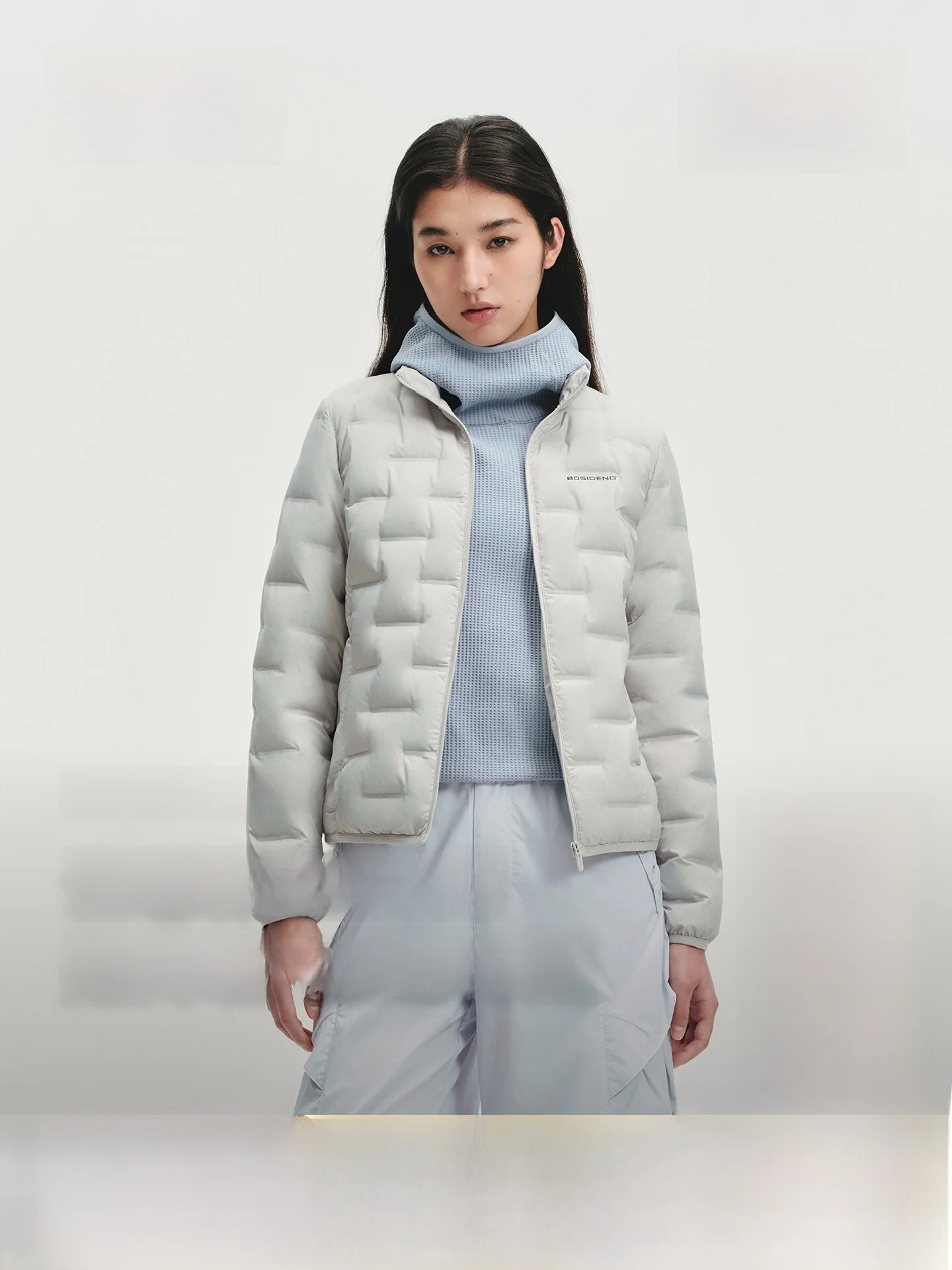 

Cloud Feeling Goose down Padded Jaet Lightweight Spring New Sle Women's ort Quilted Stand Collar Warm Outerwear