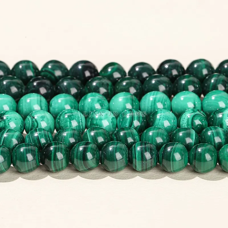 Perles en pierre de Malachite verte naturelle, véritable, breloque ronde, paon, pierre précieuse, entretoise ample pour la fabrication de bijoux, accessoire de Bracelet à faire soi-même