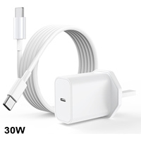 PD 30W Fast Charging UK Charger Plug with C to C Cable for iPhone 15 16 Samsung XiaoMi