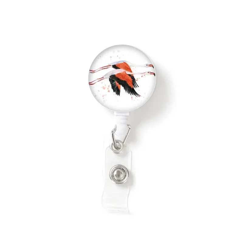 

Colorful Bird Badge Reel Retractable for ID Name Tag Badge Holder Nurse Staff Chest Card Clip Work Pass Card Badge Reels