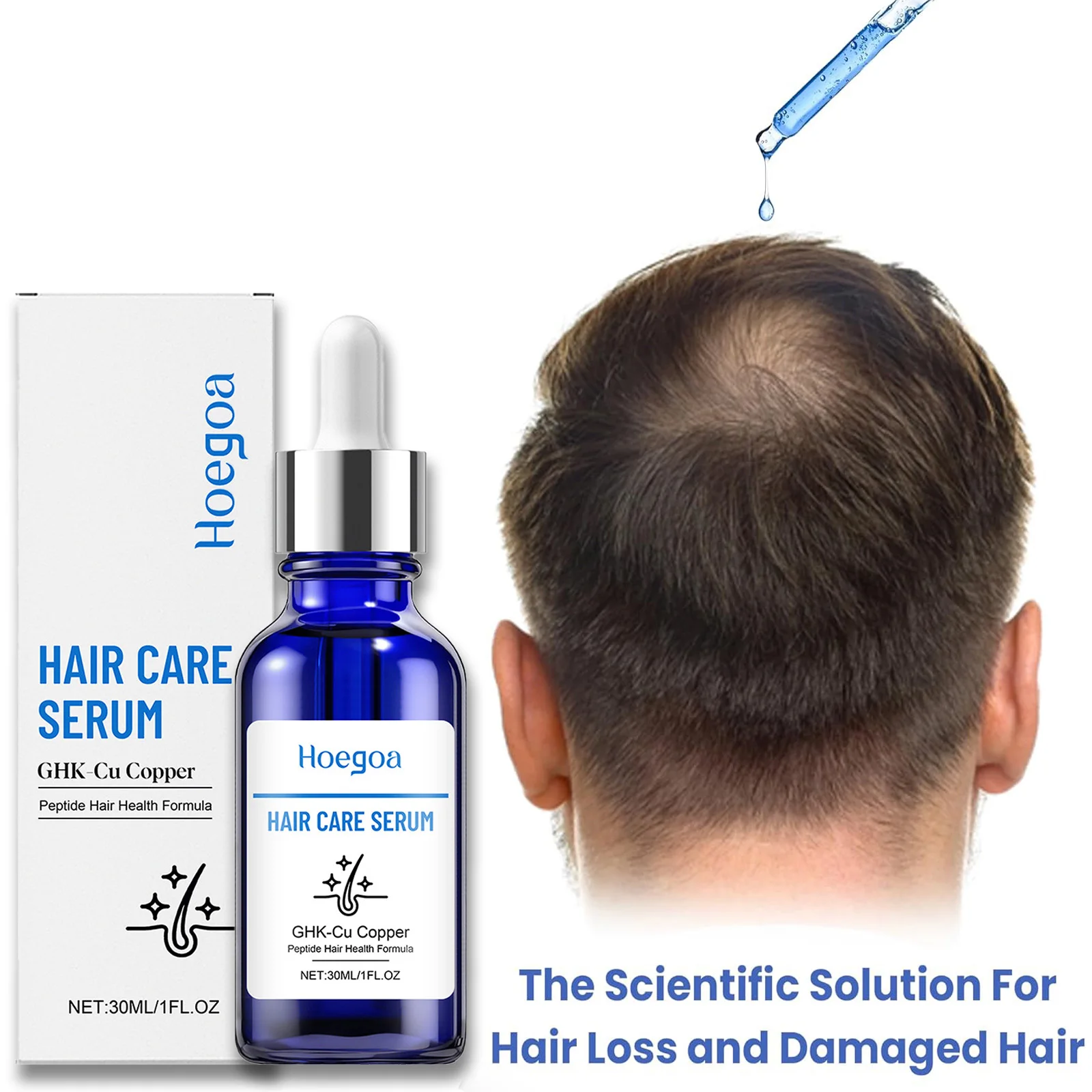Kupferpeptid-Haarwachstumsserum, Anti-Haarausfall-Verdickungsessenz, spendet Feuchtigkeit, repariert geschädigtes Haar und Spliss für Männer und Frauen