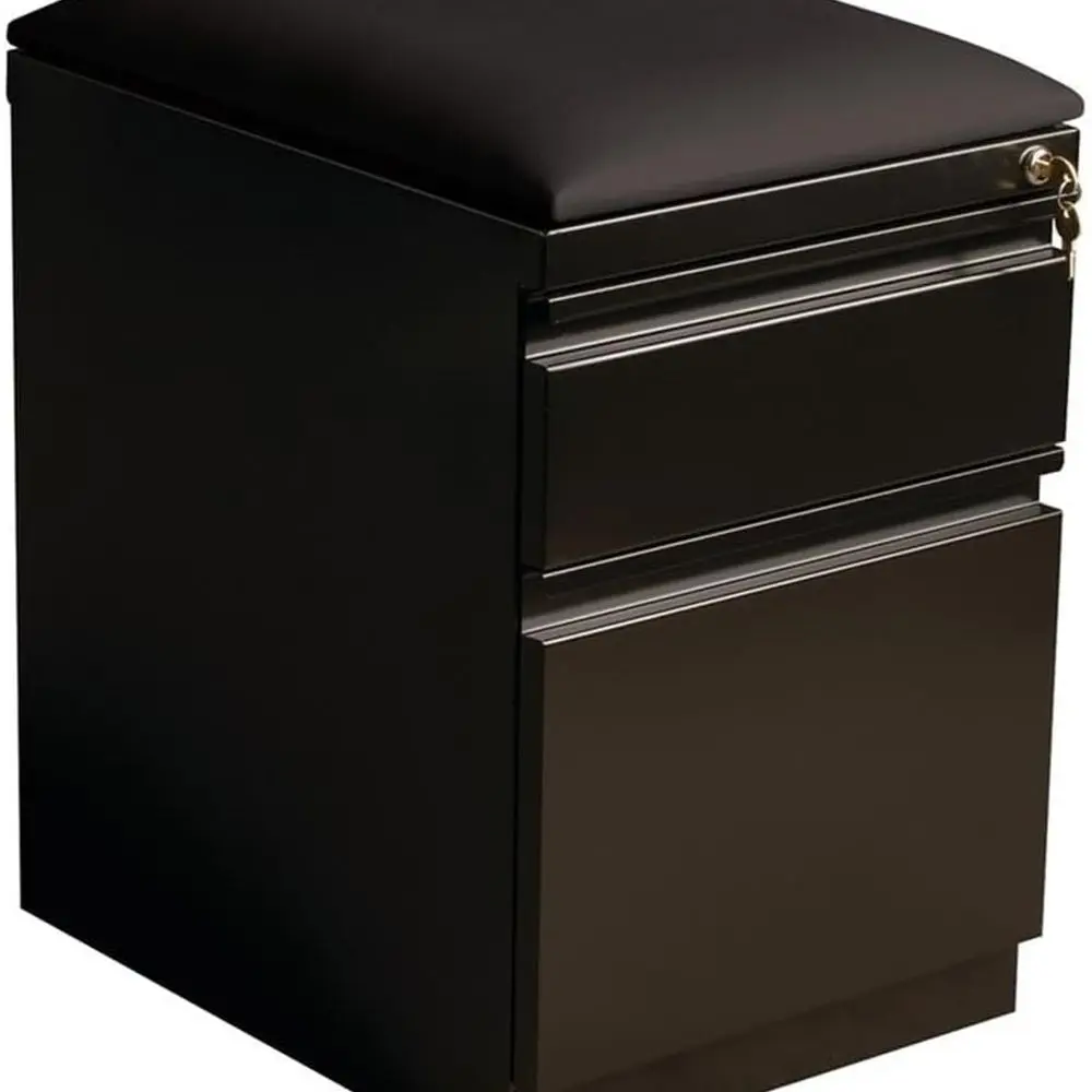 

Черная подставка для мобильных файлов с 2 ящиками и подушкой на роликах