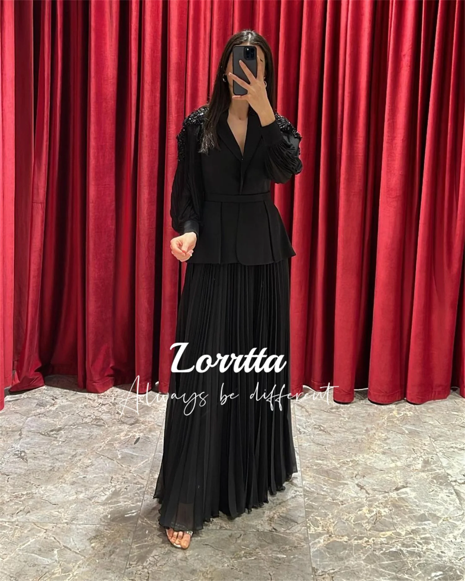 Lorrtta Glitter Decoration Party Dress Two Piece Set Evening Dresses for Special Events Robes De Cocktail Customized فساتين سهرة