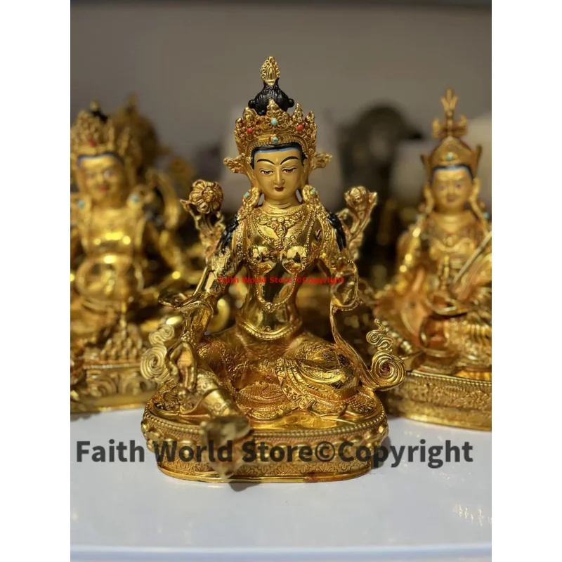 2025 offer # Wholesale Buddhism supply Green Tara guanyin goddess COPPER Buddha statue HOME Temple Worship Family protection