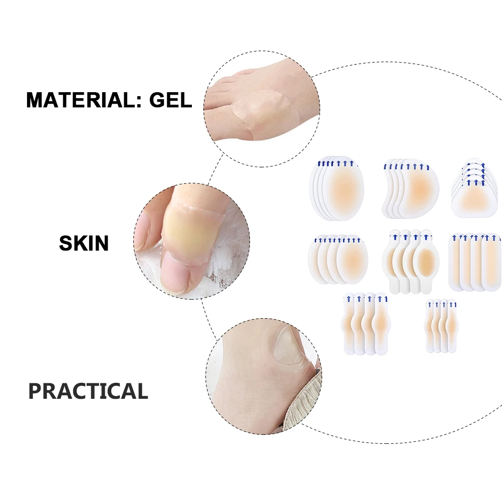 

32pcs Foot Blister Pads Anti-Friction Heel Protectors Waterproof Gel Stickers Shoe Inserts Wear-Resistant Pain