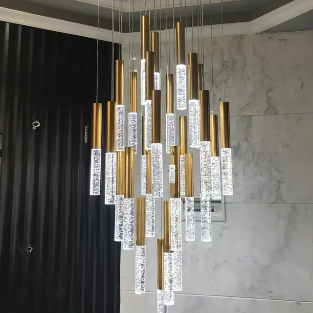 2025 LED Crystal  for Hotels Staircase Lighting with Adjustable Height Oval and Square Shapes