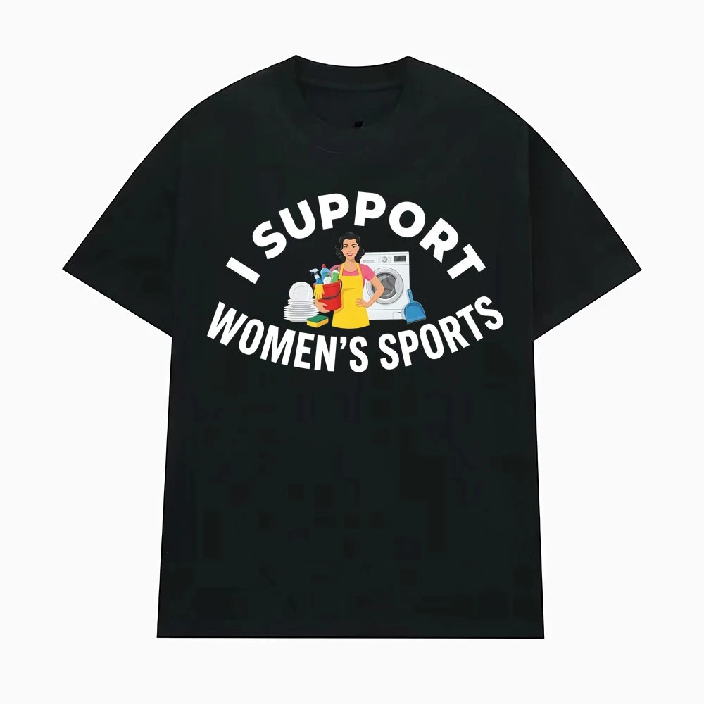 

Футболка с забавным саркастическим принтом «Я поддерживаю женский спорт» для мужчин и женщин, уличная мода, одежда в стиле хип-хоп