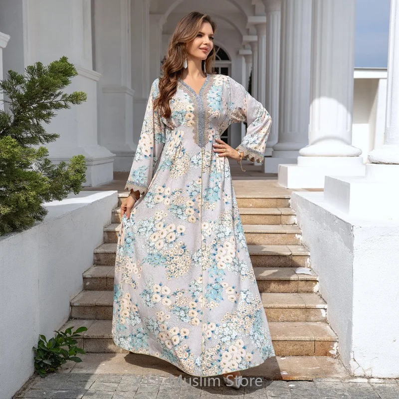 Jalabiya Abaya muçulmana para mulheres, Eid Ramadan vestidos longos soltos, vestuário de oração feminina, Kaftan noturno, Dubai Caftan, luxo