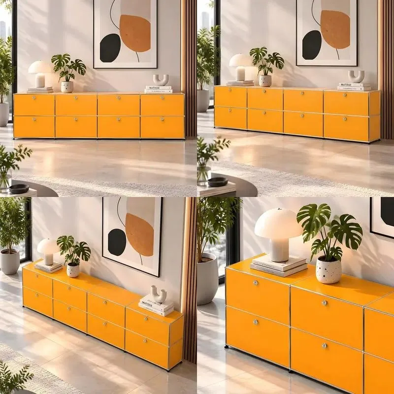 Functional Stainless Steel Modular Living Room Locker with Adjustable Shelving, Side Cabinet, Metal Modular Furniture