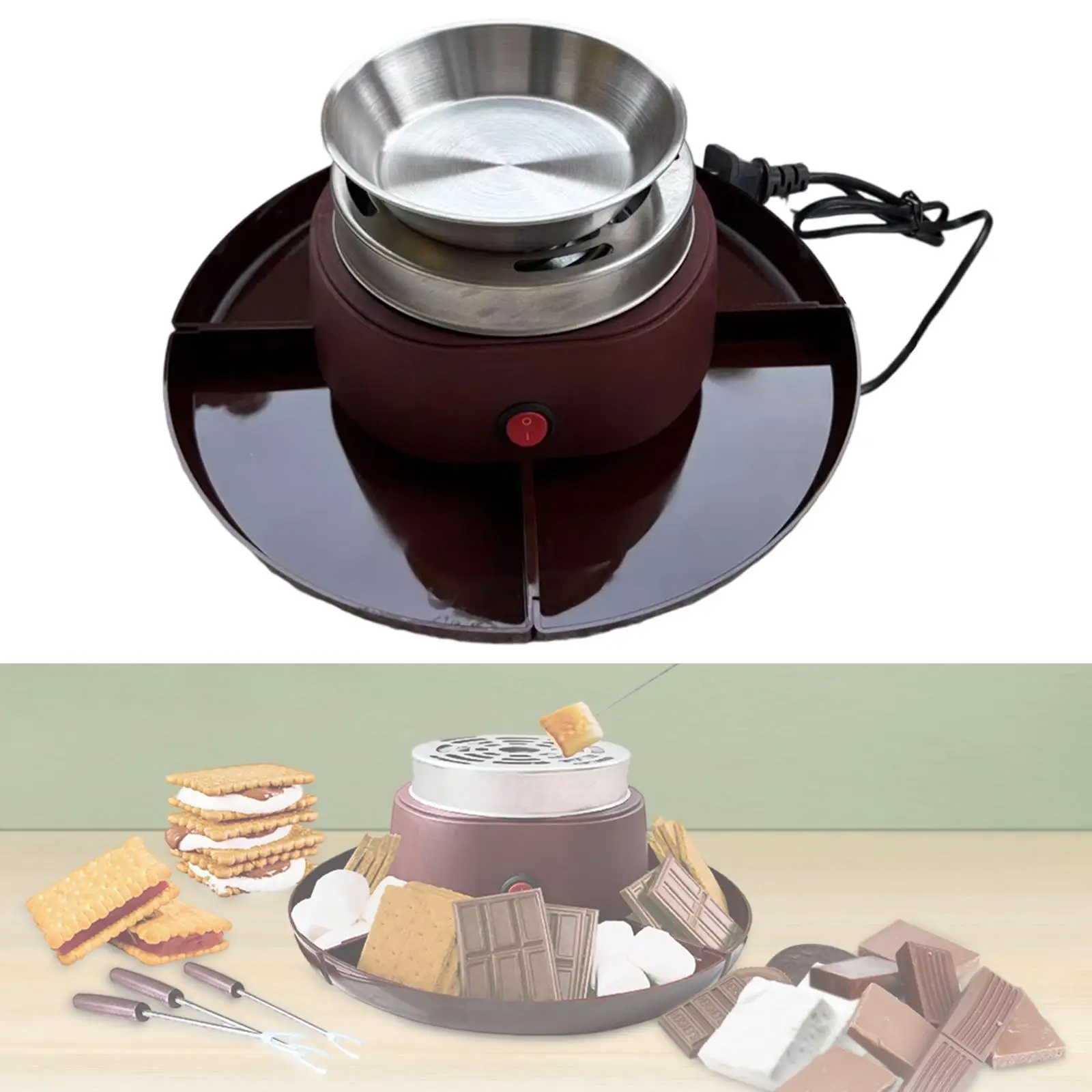Smores Kit S'mores Maker Set Chocolate Melting Pot Housewarming Gifts Flameless Roaster for Family Christmas Wedding Birthday