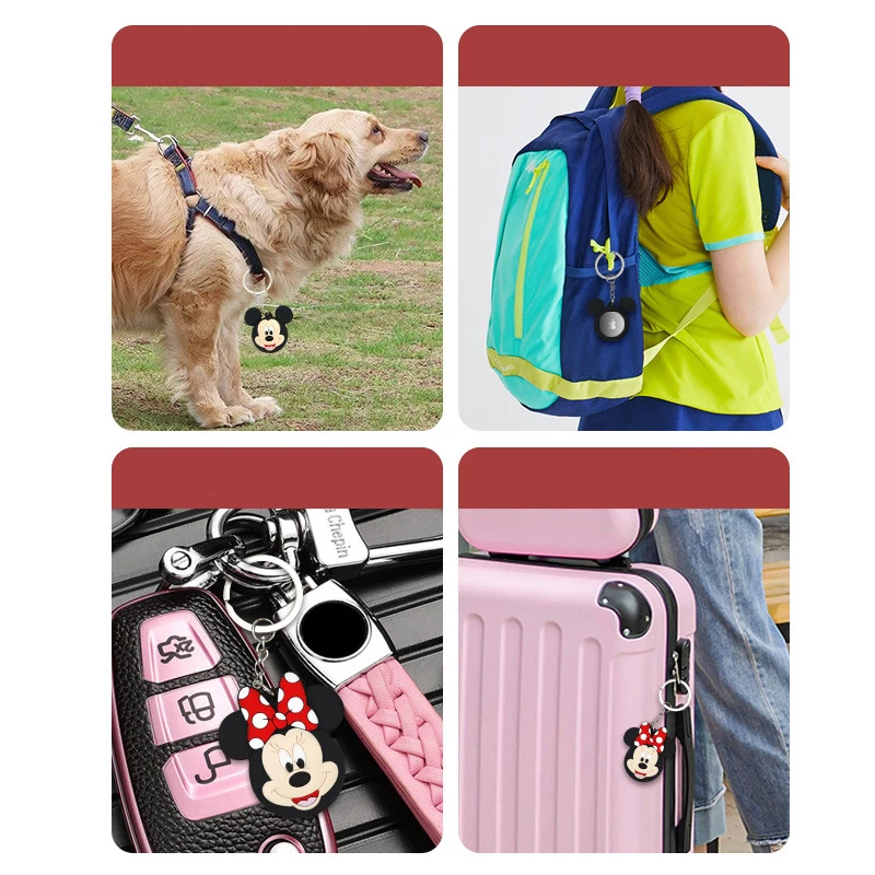 Disney AirTags Silicone Protective Case Anime Mickey Minnie Keychain Apple Tracker Locator Protector Cover Anti-scratch Lovers