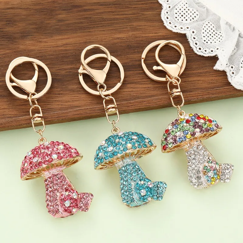 

Funny Creative Mushroom Keychain Metal Bag Charm Car Key Ring Cute Mini Gift for Women