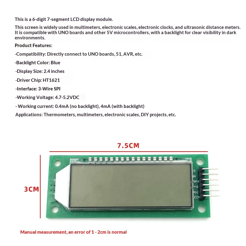 6 segment 7 segment LCD display module LCD LCD module 4.7-5 compatible with UNO/51/AVR