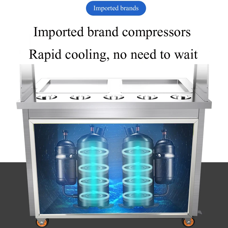 High Production Quick Frozen All Kinds of Flavors Fry Ice Cream Machine Thailand Fried Ice Cream Machine