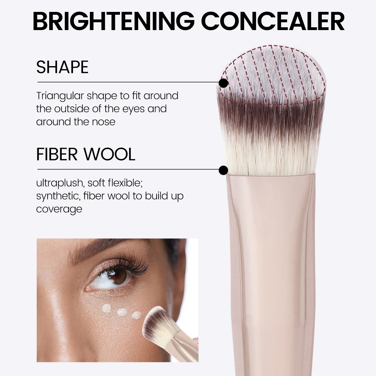 Under Eye Concealer Makeup Brush Triangle Foundation Brush for Liquid Cream Blending Concealing Cosmetic Makeup Tools