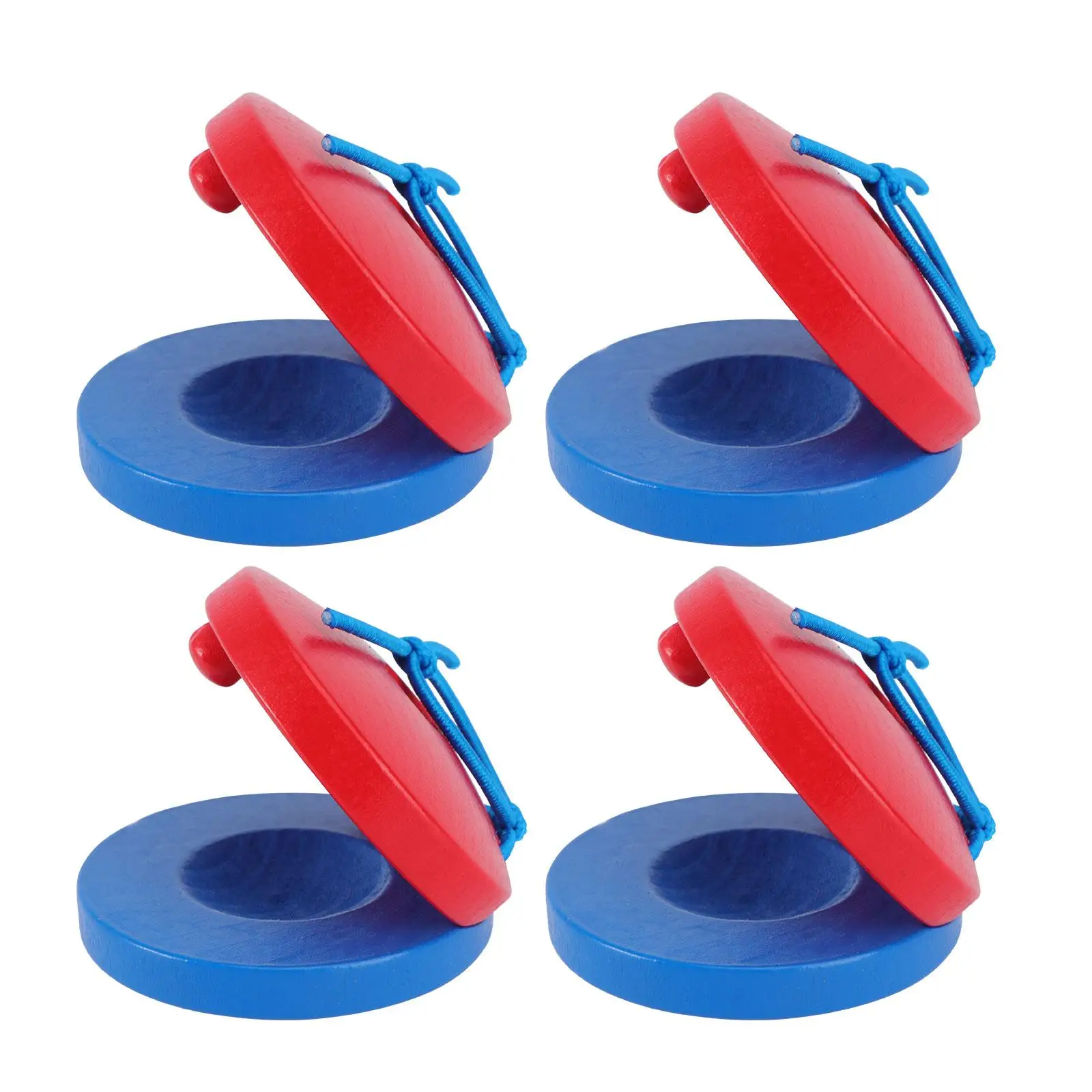 4Pcs Wooden Castanets Kids Musical Toys Preschool Percussion Instruments EasyCarry Lightweight RhythmEducation
