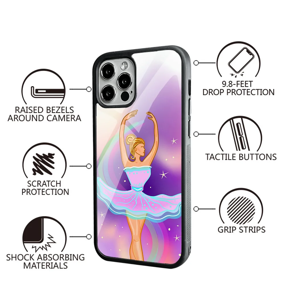 Exquisite Delicate Ballerina Phone Case For IPhone 11 12 13 14 15 Plus Pro Max Mirror Acrylic PC TPU Cover