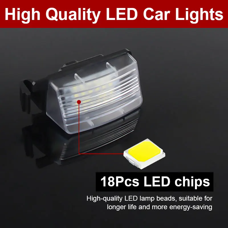 2Pcs LED License Number Plate Lights Lamp For Nissan Versa 4D 5D Livina GTR R35 Cube Z12 370Z Z34 Leaf For Infiniti G35 G37