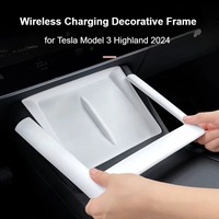 Wireless Charging Decorative Frame for Tesla Model 3 Highland 2024 Central Control Silicone Pad Interior Panel Car Accessories
