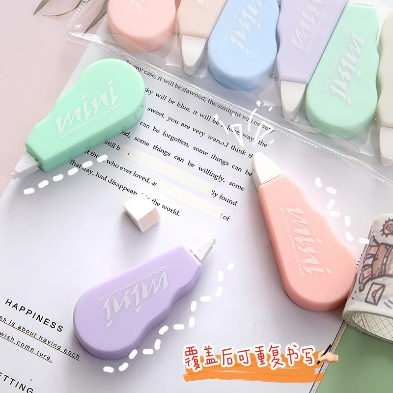 6 pçs/set fita de correção doce fita de correção bonito macaron cor fita portátil engrenagens suaves fácil cobertura