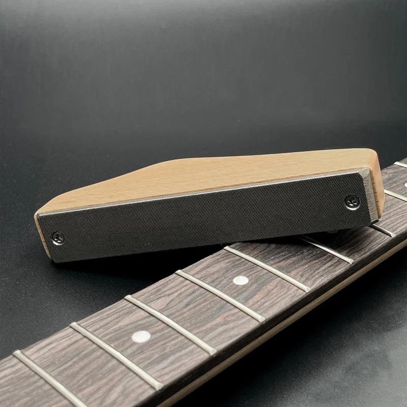 Solid Wood Guitar Fret Leveling File with High Carbon Steel File Luthier Tool for Acoustic Electric Guitars Bass 155mm