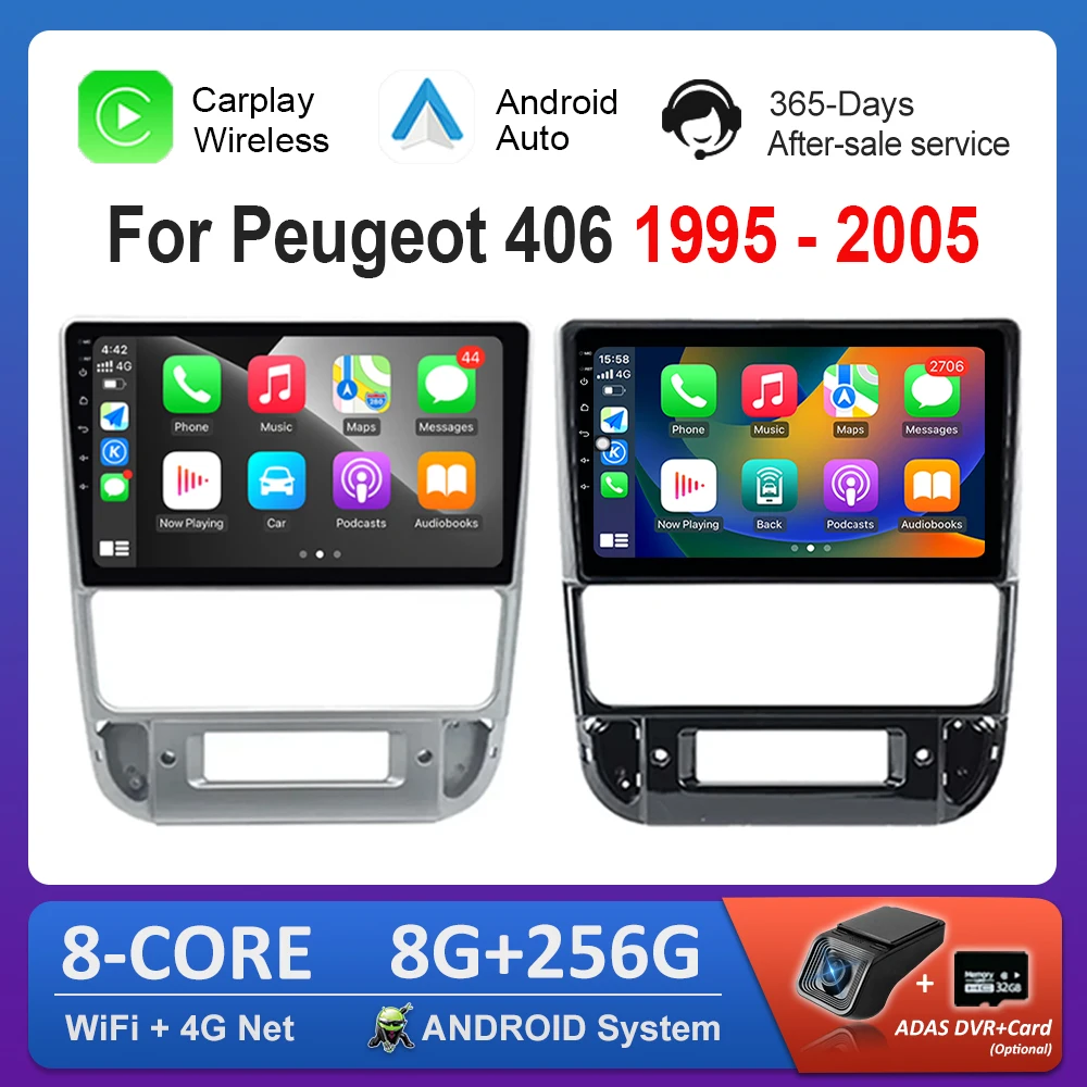 9'' for Peugeot 406 1995 - 2005 WiFi Android Intelligent System 4G Car Video Multimedia Player Carplay GPS Navigation IPS Screen