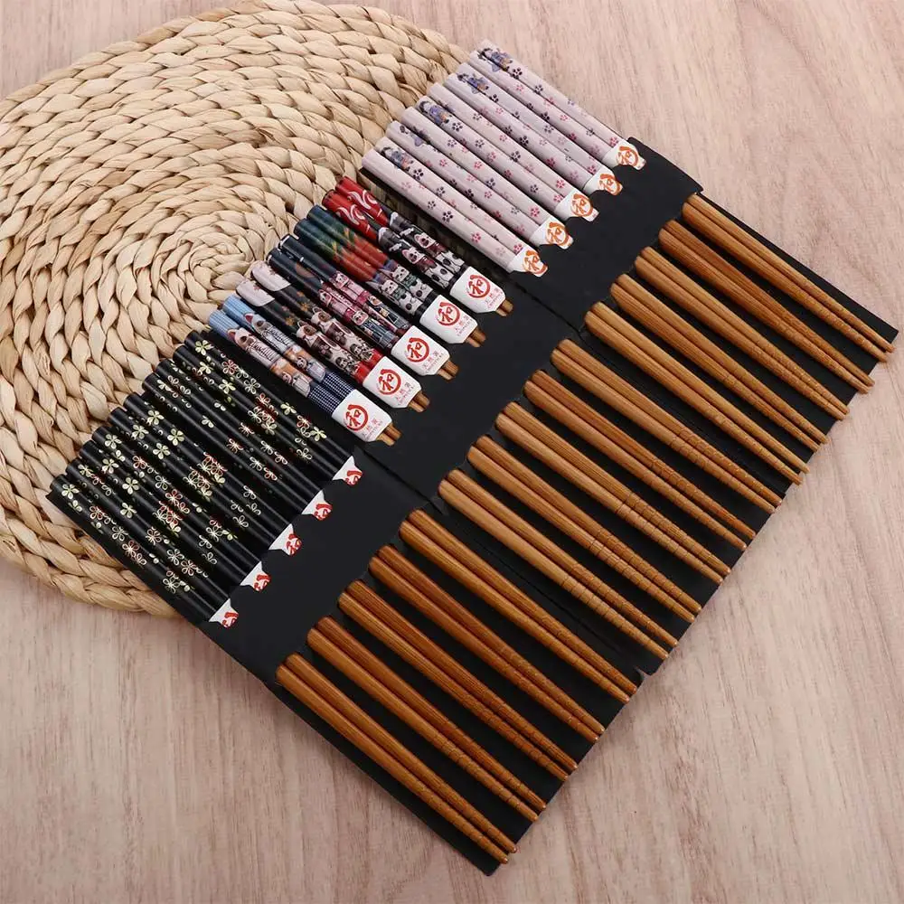 

5 Pair Reusable Gift Natural N1N Japanese Style Rice Dinnerware Set Chopsticks Kitchen Supplies Tableware