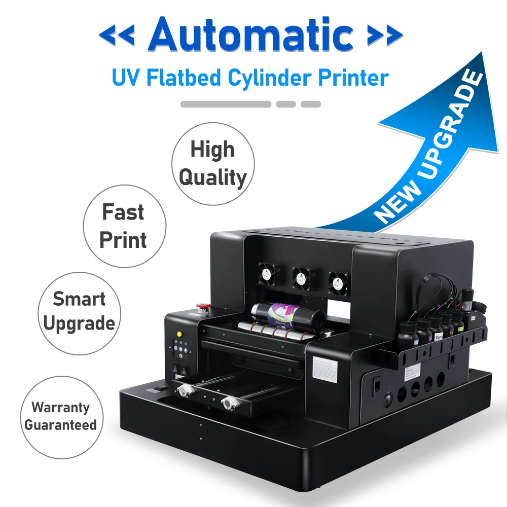 A4 A3 UV DTF Printer For Epson L805 Printer head A3 UV Flatbed Printer Varnish with Rotary Bottle A3 UV DTF Printing Machine