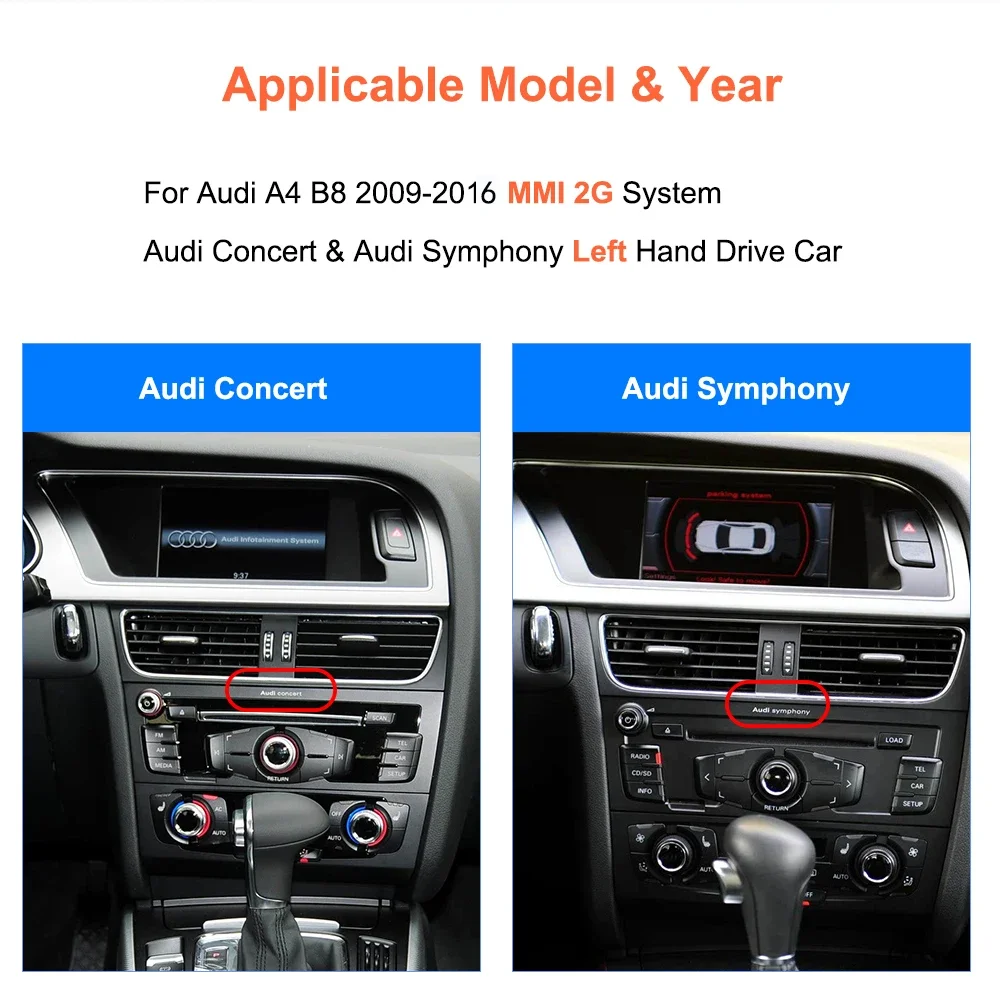 BONROAD 8,8 Zoll Wireless Carplay Android Auto Multimedia Player Autoradio für Audi A4 B8 2009-2016 GPS BT Stereo – Detail 1