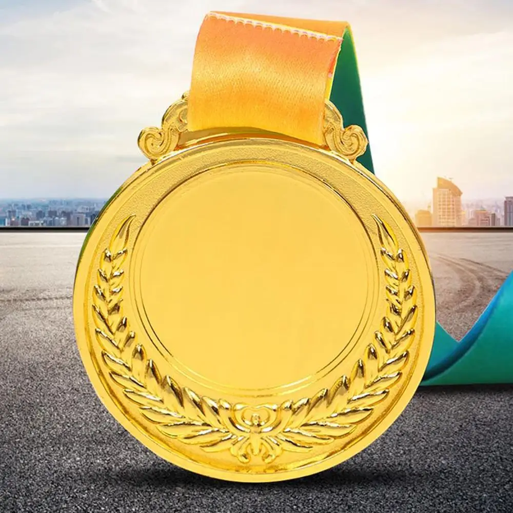 

1Pcs Dual-Sided Award Medal with Neck Ribbon Gold/Silver/Bronze Competition Award 5.2cm Sports Reward