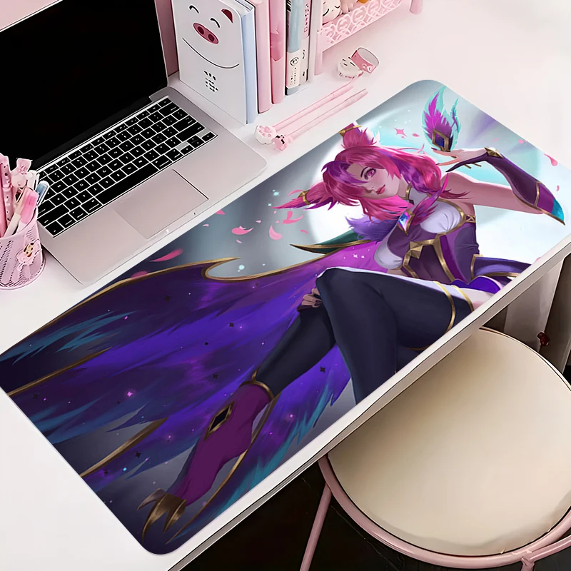 

Mouse Pad Office PC Accessories Keyboard Mat Pattern Anti-slip Rubber HD Mousepad Gamer L-league of Legends Xayah Rakan Desk Mat