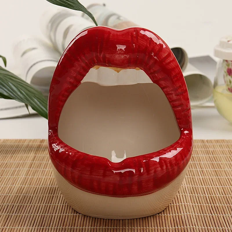 Cute Cartoon Cigar Ashtray Lips Ceramic Ashtray Creative Flower Pot Trendy Mouth Fashion Home Mini Send Boyfriend Gift