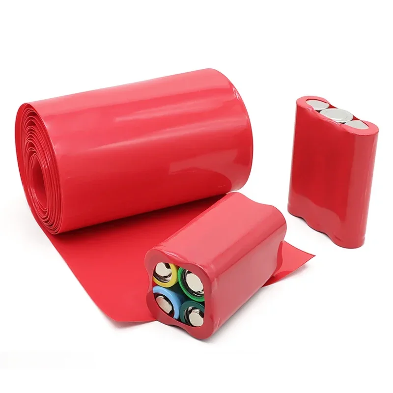 18650 PVC Heat Shrink Tube Battery Pack Red Width 29.5mm~280mm Insulated Protection Film Wrap lithium Case Cable Sleeve