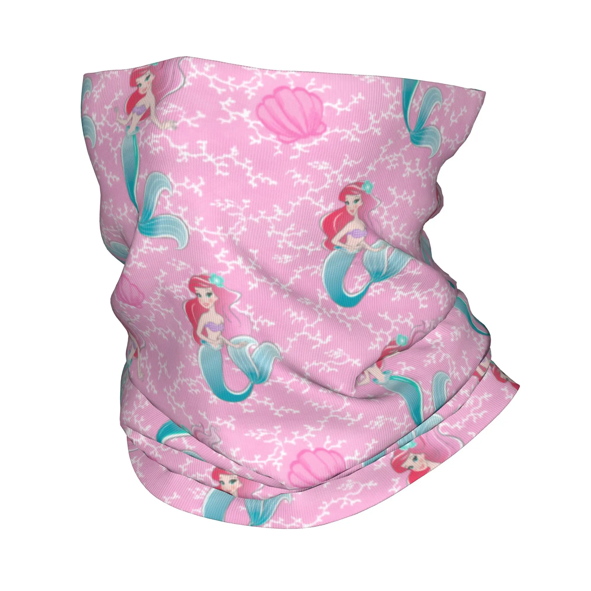 

Custom Ariel The Little Mermaid Manga Bandana Winter Neck Warmer Men Windproof Wrap Face Scarf Hiking Cartoon Gaiter Headband