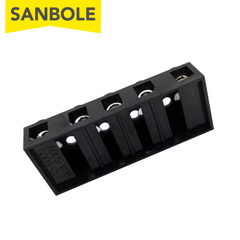5Pcs Fixed Terminal Block 60A 5P Brass Conductor Black X5-6005 JX5-6005 Screw Connection For Wiring Connector Base